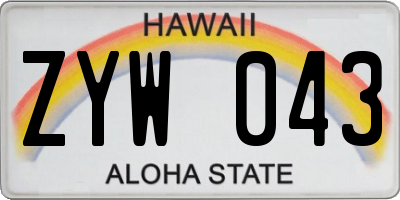 HI license plate ZYW043