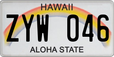HI license plate ZYW046