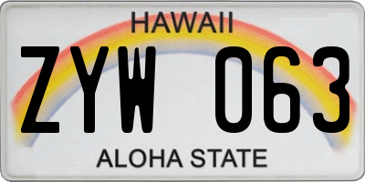 HI license plate ZYW063