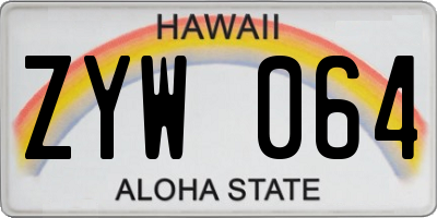 HI license plate ZYW064