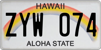 HI license plate ZYW074