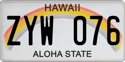 HI license plate ZYW076