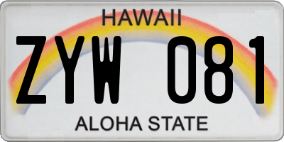 HI license plate ZYW081