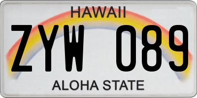 HI license plate ZYW089