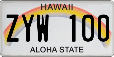 HI license plate ZYW100