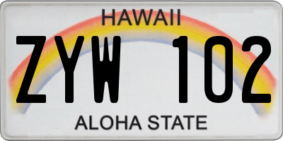 HI license plate ZYW102