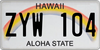 HI license plate ZYW104