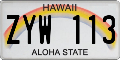 HI license plate ZYW113