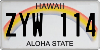 HI license plate ZYW114