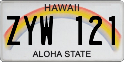 HI license plate ZYW121