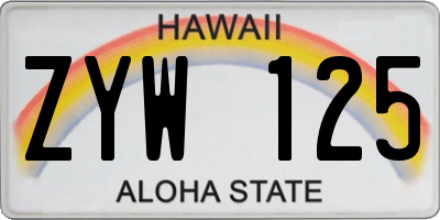 HI license plate ZYW125