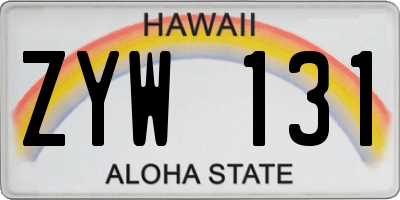 HI license plate ZYW131
