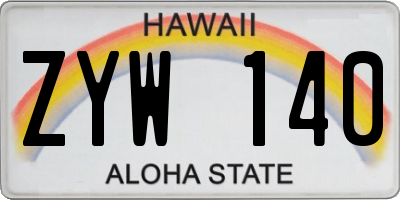 HI license plate ZYW140