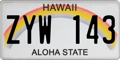 HI license plate ZYW143