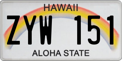 HI license plate ZYW151
