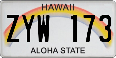 HI license plate ZYW173