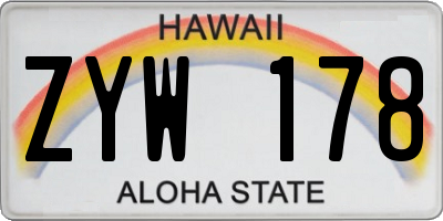 HI license plate ZYW178