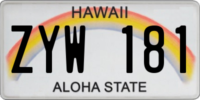 HI license plate ZYW181