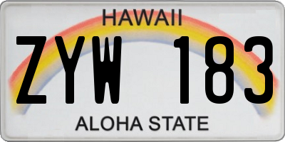 HI license plate ZYW183