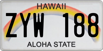 HI license plate ZYW188