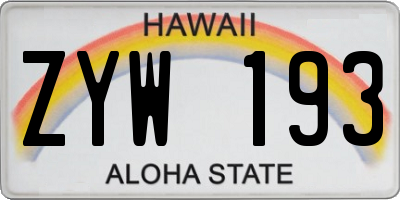 HI license plate ZYW193