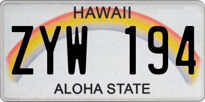 HI license plate ZYW194