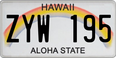 HI license plate ZYW195