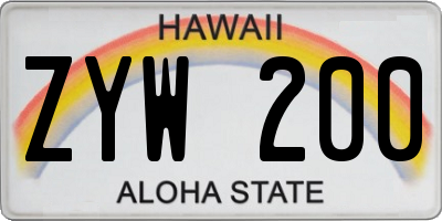 HI license plate ZYW200
