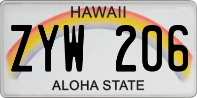 HI license plate ZYW206