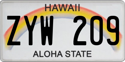 HI license plate ZYW209