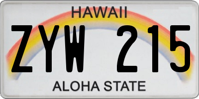 HI license plate ZYW215