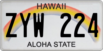 HI license plate ZYW224