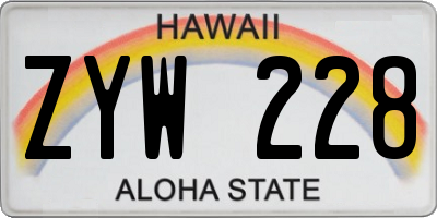 HI license plate ZYW228