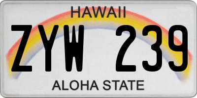HI license plate ZYW239
