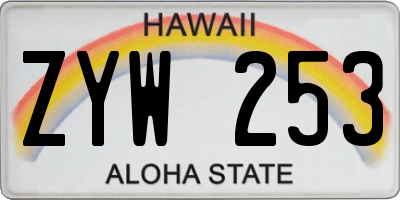 HI license plate ZYW253