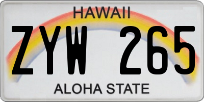HI license plate ZYW265