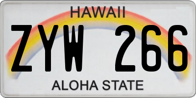 HI license plate ZYW266