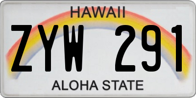 HI license plate ZYW291