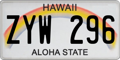 HI license plate ZYW296