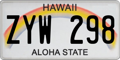 HI license plate ZYW298
