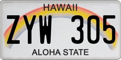 HI license plate ZYW305