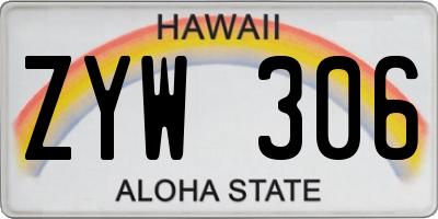 HI license plate ZYW306