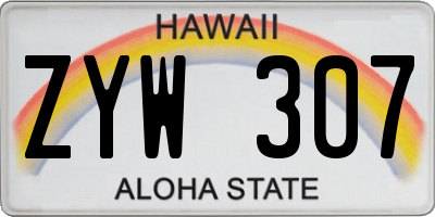 HI license plate ZYW307