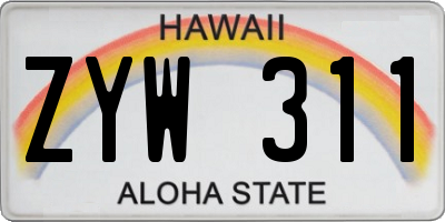 HI license plate ZYW311