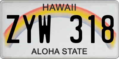 HI license plate ZYW318