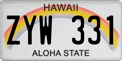 HI license plate ZYW331