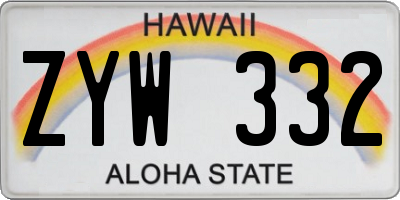 HI license plate ZYW332