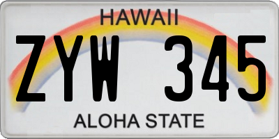 HI license plate ZYW345