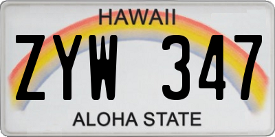 HI license plate ZYW347