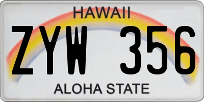 HI license plate ZYW356
